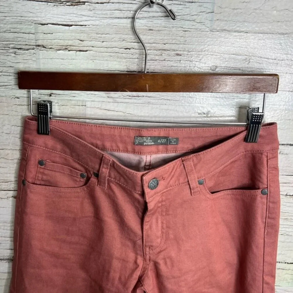 Prana kayla jeans pants mid rise salmon color outdoor wear skinny stretch size 4 - Picture 4 of 8